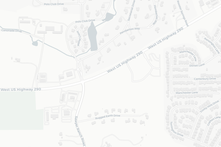 Map showing the studio location on West US Highway 290 in Austin